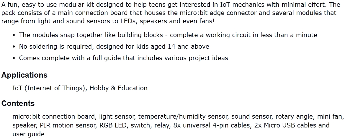 קיט סנסורים BBC MICROBIT IOT STARTER KIT MINODE KIT V1 TEXT